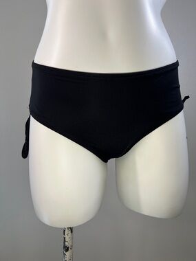 Daci Black Women Mid Waist Side Tied Swimsuit Bikini Bottoms XS